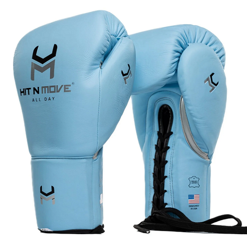 Hit N Move All Day Pro Balance Lace Up Boxing Gloves Sky Blue
