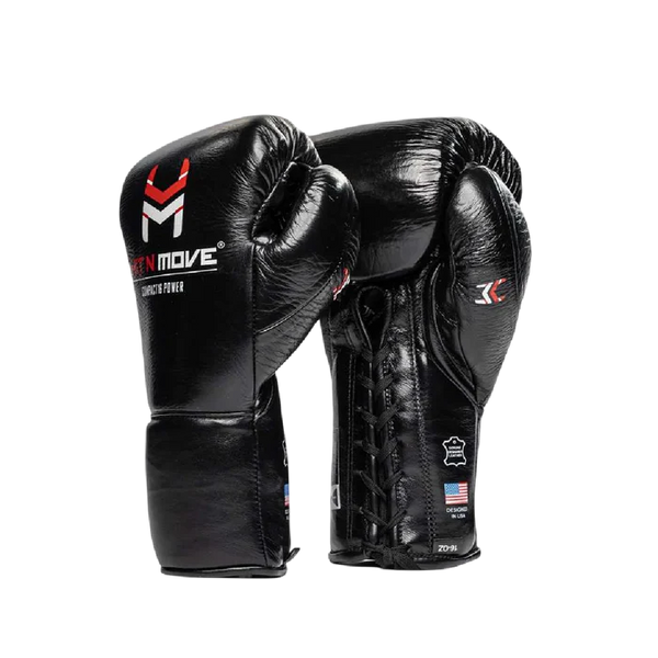 Hit N Move Boxing Gloves Lace Up Hit N Move Compact 16 OZ Conditioning Boxing Gloves Black