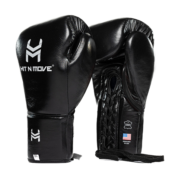 Hit N Move Suvari Horse Hair Lace Up Boxing Gloves Black