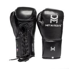 Hit N Move Boxing Gloves Lace Up Hit N Move Suvari Horse Hair Lace Up Boxing Gloves Black