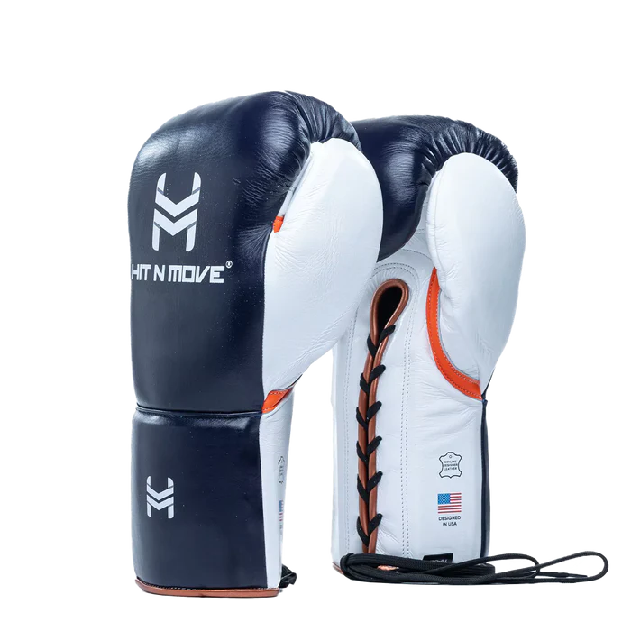 Hit N Move Boxing Gloves Lace Up Hit N Move Suvari Horse Hair Lace Up Boxing Gloves Deep Blue (H7X)