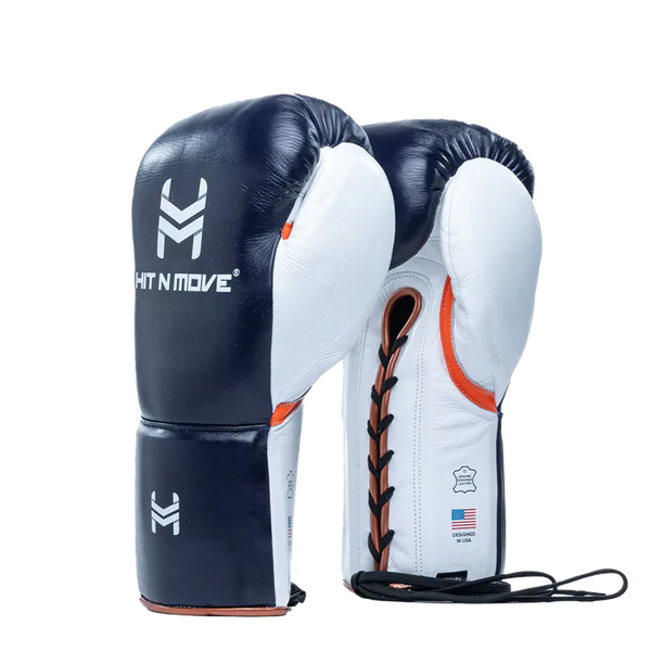 Hit N Move Boxing Gloves Lace Up Hit N Move Suvari Horse Hair Lace Up Boxing Gloves Deep Blue (H7X)