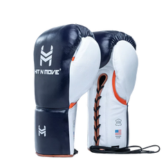 Hit N Move Boxing Gloves Lace Up Hit N Move Suvari Horse Hair Lace Up Boxing Gloves Deep Blue (H7X)