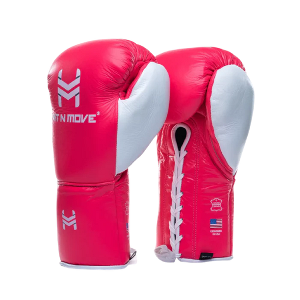 Hit N Move Boxing Gloves Lace Up Hit N Move Suvari Horse Hair Lace Up Boxing Gloves Pink (H8X)