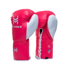 Hit N Move Boxing Gloves Lace Up Hit N Move Suvari Horse Hair Lace Up Boxing Gloves Pink (H8X)