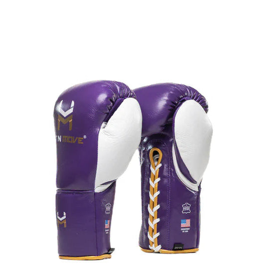 Hit N Move Boxing Gloves Lace Up Hit N Move Suvari Horse Hair Lace Up Boxing Gloves Purple (H9X)