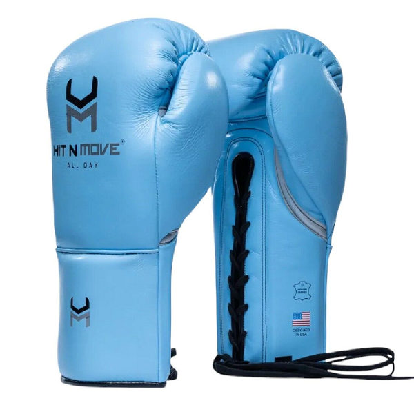 Hit N Move Suvari Horse Hair Lace Up Boxing Gloves Sky Blue