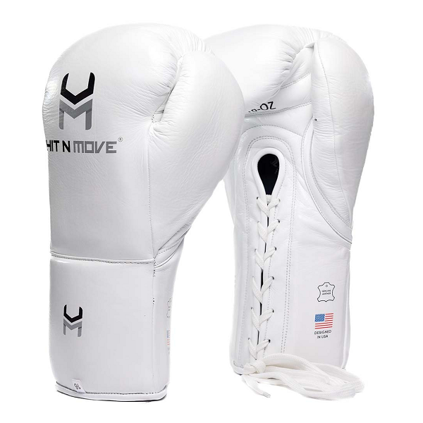 Hit N Move Suvari Horse Hair Lace Up Boxing Gloves White