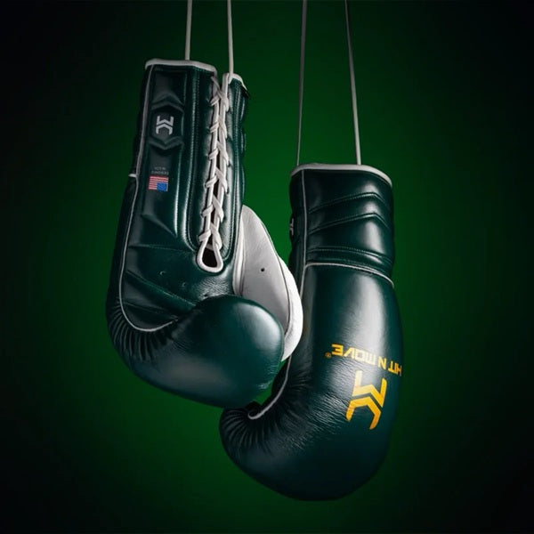 Hit N Move Boxing Gloves Lace Up Hit N Move Vector Lace Up Boxing Gloves Forest Green