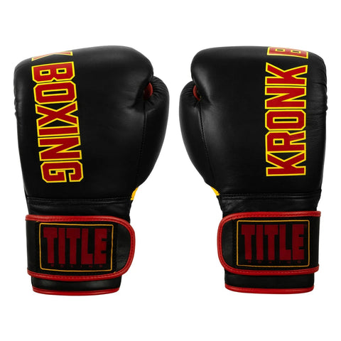 KRONK Boxing Gym Leather Boxing Gloves - Black