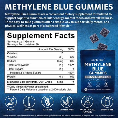 LCG Labs Supplements One Btanicl Methylene Blue 30 Gummies 5mg