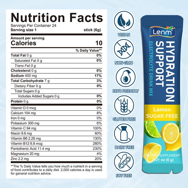 Lenm Supplements Lenm Hydration Electrolyte Support Drink Mix 24