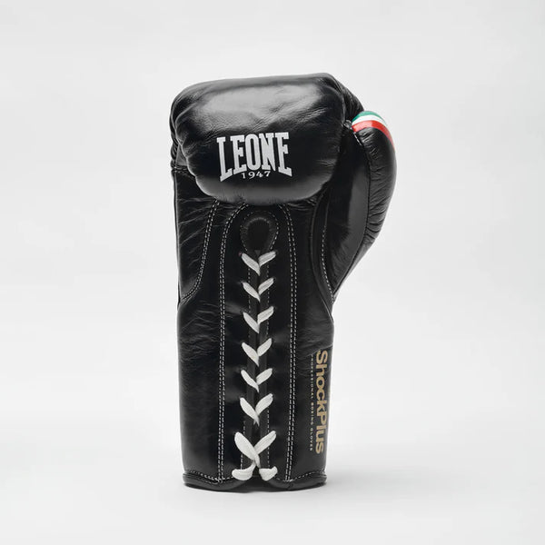 Leone 1947 Boxing Gloves 10oz Leone 1947 Shock Plus Boxing Gloves Lace Up Black