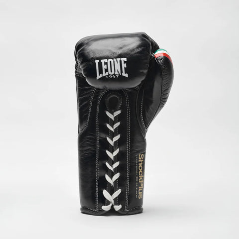 Leone 1947 Boxing Gloves 10oz Leone 1947 Shock Plus Boxing Gloves Lace Up Black