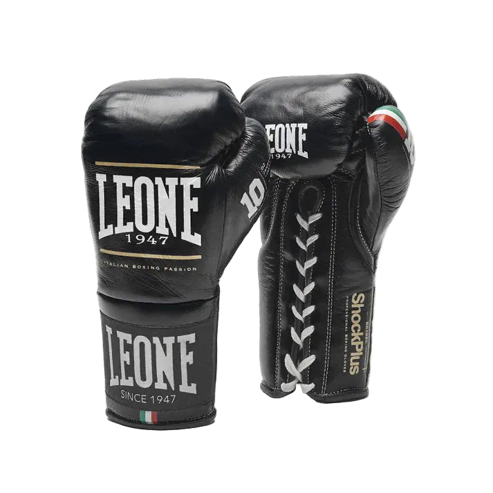Leone 1947 Shock Plus Boxing Gloves Lace Up Black