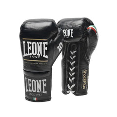 Leone 1947 Boxing Gloves 10oz Leone 1947 Shock Plus Boxing Gloves Lace Up Black