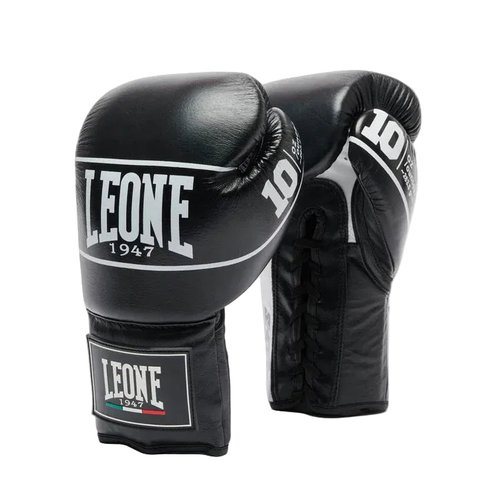 Leone 1947 Boxing Gloves Leone 1947 Shock Pro Boxing Gloves Lace Up Black