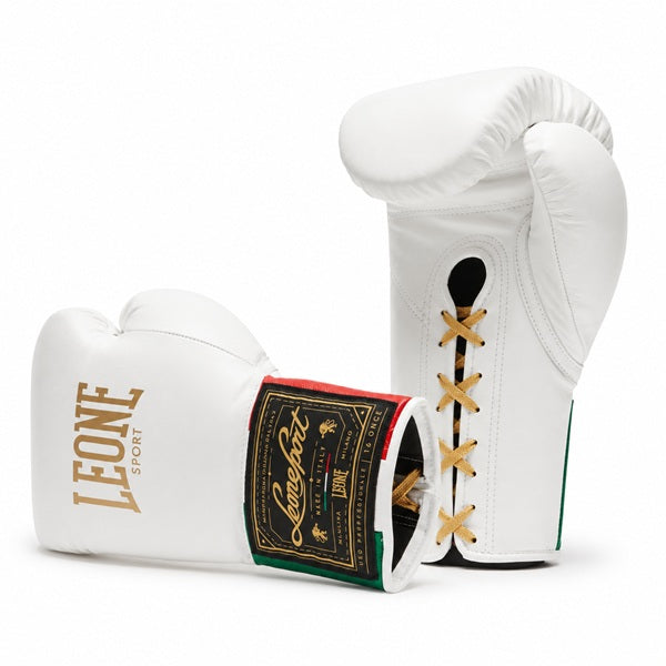 Leone Sport Orlando Tricolore Boxing Gloves Lace Up White