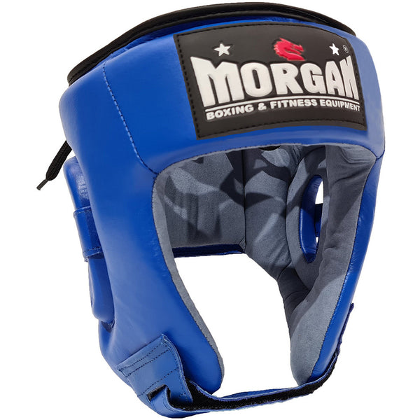 Morgan Head Guards M / Blue Morgan Boxing Leather Open Face Headgear