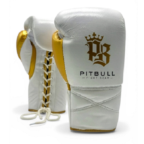 Pitbull Boxing Gloves Lace Up Pitbull Pure Gold Lace Up Boxing Gloves White