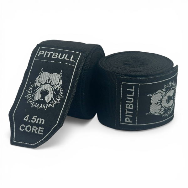 Pitbull Hand Wraps & Accessories Stealth Black Pitbull Core Semi Elastic Hand Wraps 4.5m