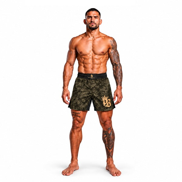Pitbull MMA Shorts Pitbull PBFG MMA Grappling Shorts Khaki