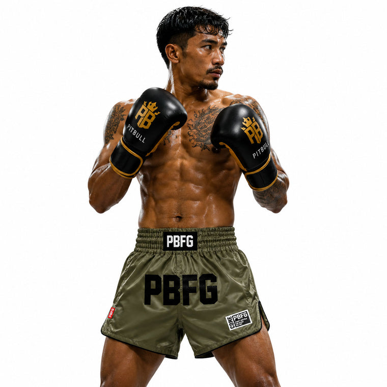 Pitbull Core Muay Thai Shorts Army Green