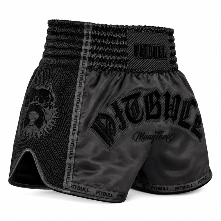 Pitbull Savage Muay Thai Shorts Black/Black