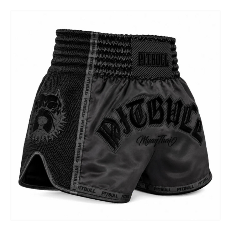 Pitbull Savage Muay Thai Shorts Black/Black