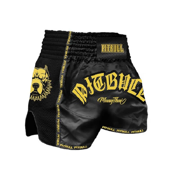 Pitbull Savage Muay Thai Shorts Black/Yellow