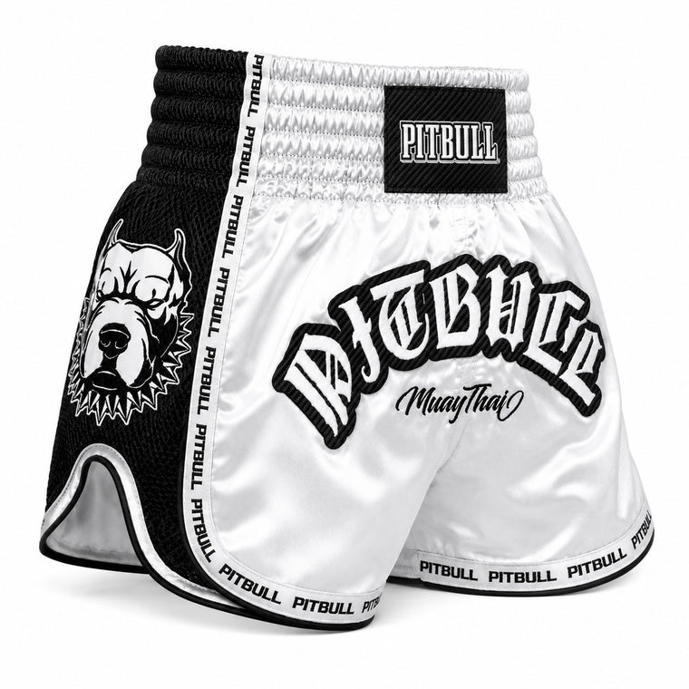 Pitbull Savage Muay Thai Shorts White/Black