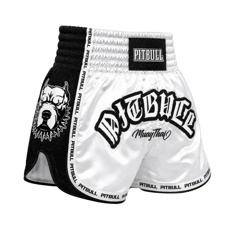 Pitbull Savage Muay Thai Shorts White/Black