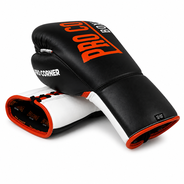 Pro Corner Boxing Gloves Lace Up Pro Corner Premium Leather Lace Up Boxing Gloves