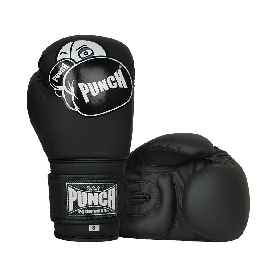 Punch Boxing Gloves Kids Black Punch Kids Junior Youth Tough Guy Boxing Gloves - 8oz