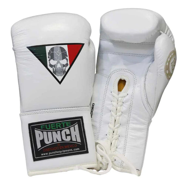 Punch Boxing Gloves Lace Up Punch Mexican Lucky 13 Boxing Gloves Lace Up White