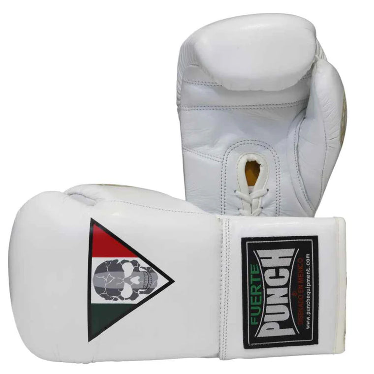 Punch Mexican Lucky 13 Boxing Gloves Lace Up White