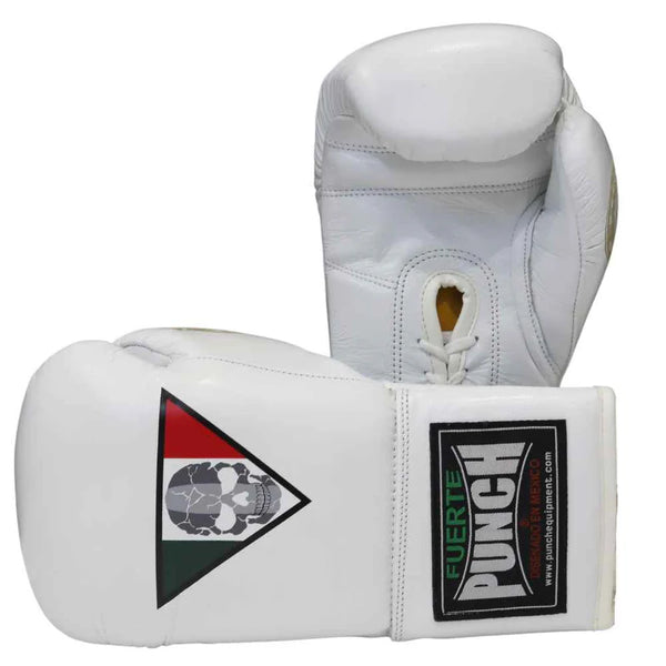 Punch Boxing Gloves Lace Up Punch Mexican Lucky 13 Boxing Gloves Lace Up White