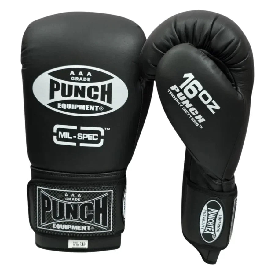 Punch Boxing Gloves Punch Trophy Getters Boxing Gloves Mil Spec - Matt Black