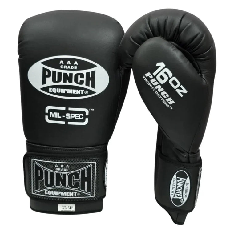 Punch Trophy Getters Boxing Gloves Mil Spec - Matt Black