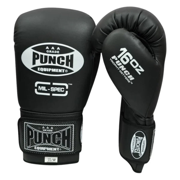 Punch Boxing Gloves Punch Trophy Getters Boxing Gloves Mil Spec - Matt Black