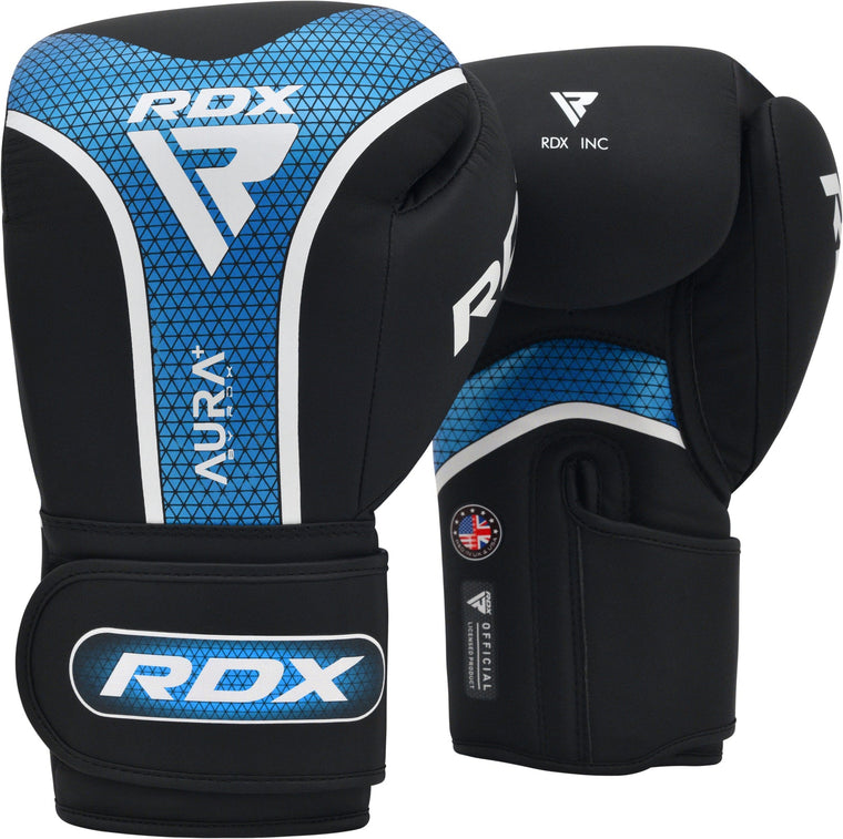RDX T17 Aura Plus Boxing Gloves - Black/Blue