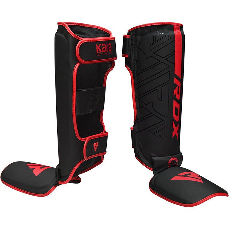 RDX F6 Kara Matte Black Shinguards - Black/Red