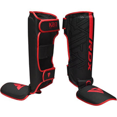 RDX Shin Guards RDX F6 Kara Matte Black Shinguards - Black/Red