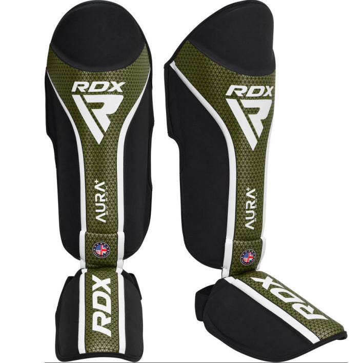 RDX T17 Aura Plus Shinguards - Black/Army Green