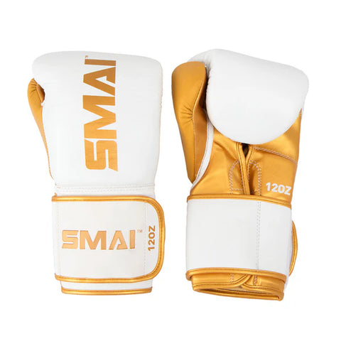 SMAI Pro Guard Boxing Gloves - White/Gold
