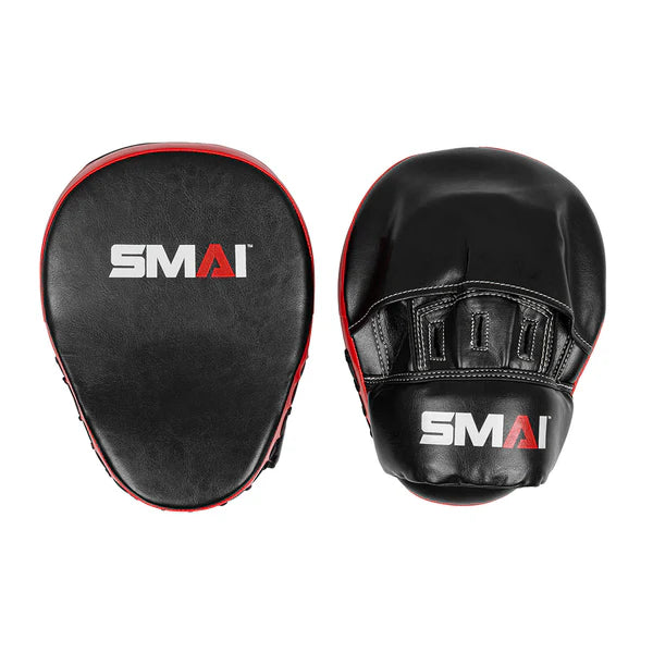 SMAI Synthetic Leather Boxing Focus Mitts - Black/Red