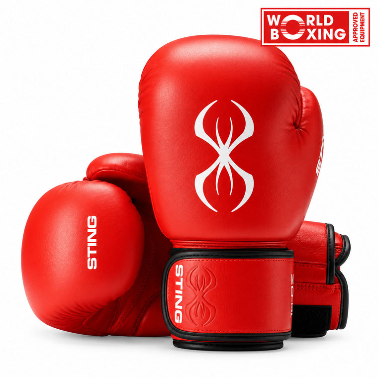 Sting World Boxing Competition Approved Boxing Gloves Red
