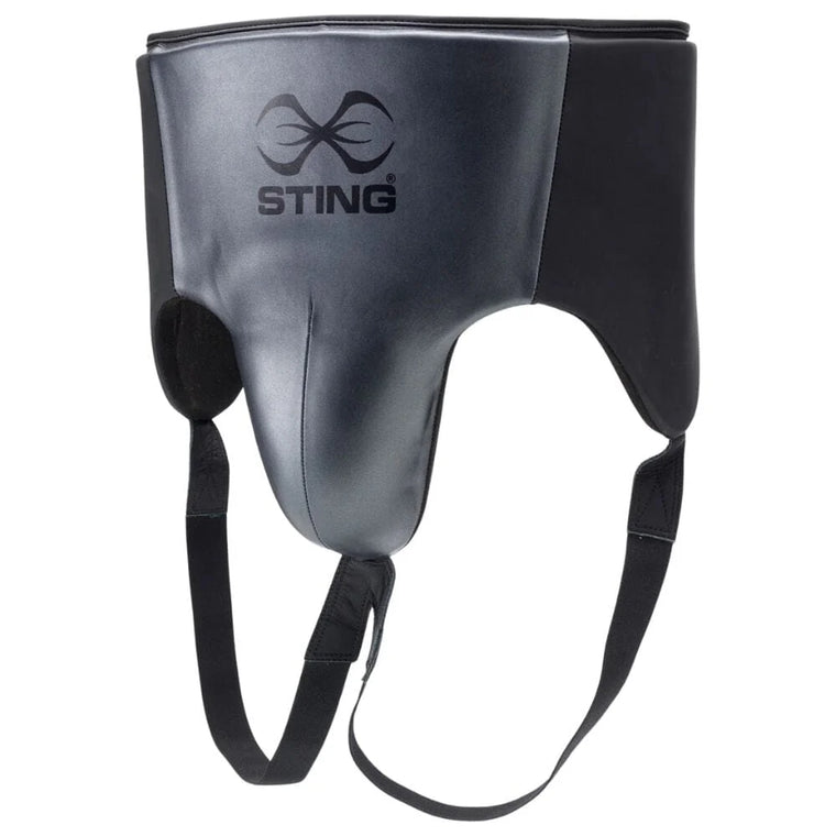 Sting Boxing Pro Leather Abdo Groin Guard - Black/Grey