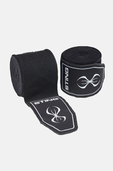 STING Hand Wraps & Accessories Sting 4.5m Elasticised Boxing Hand Wraps 2.0 - Black