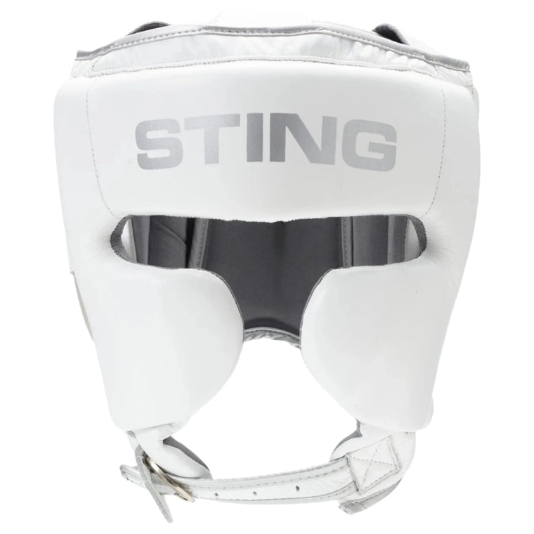 Sting Viper X Gel Full Face Boxing Head Guard - White/Silver